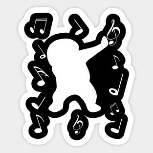 funny dabbling man dance with music key note Sticker